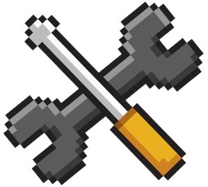 Visual asset of some pixel-art tools: a screw and a wrench.