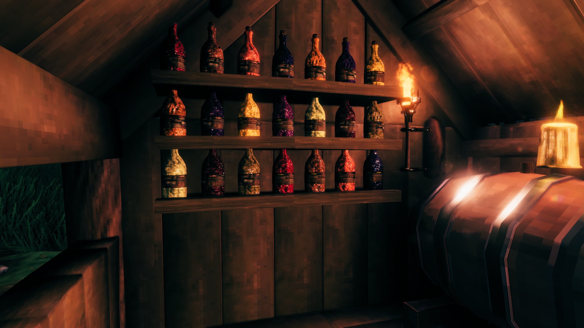 A winemaker's cellar: wine vessels and an aging barrel