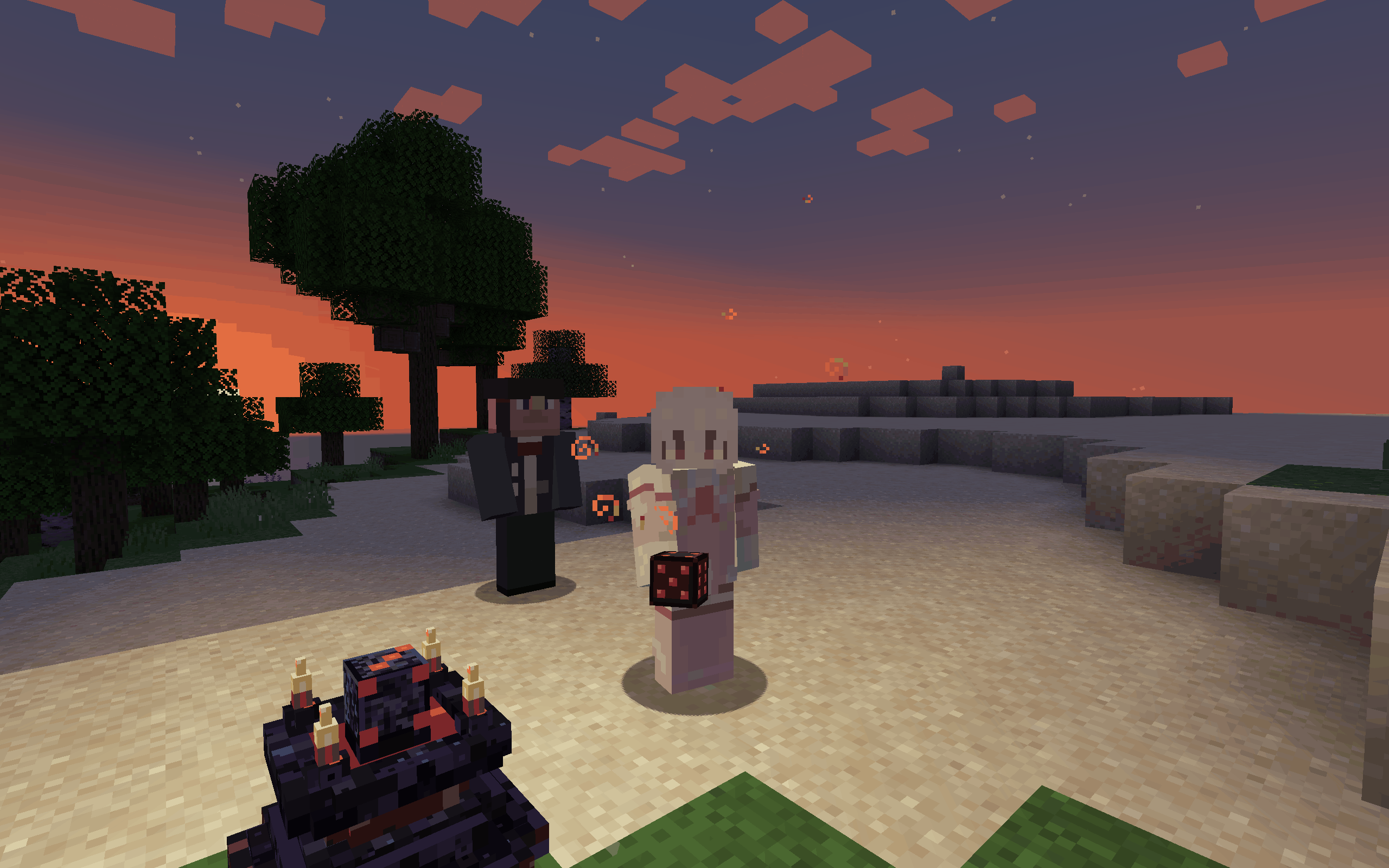 A sunset with a Gambler's Dealer and a Devil's Altar