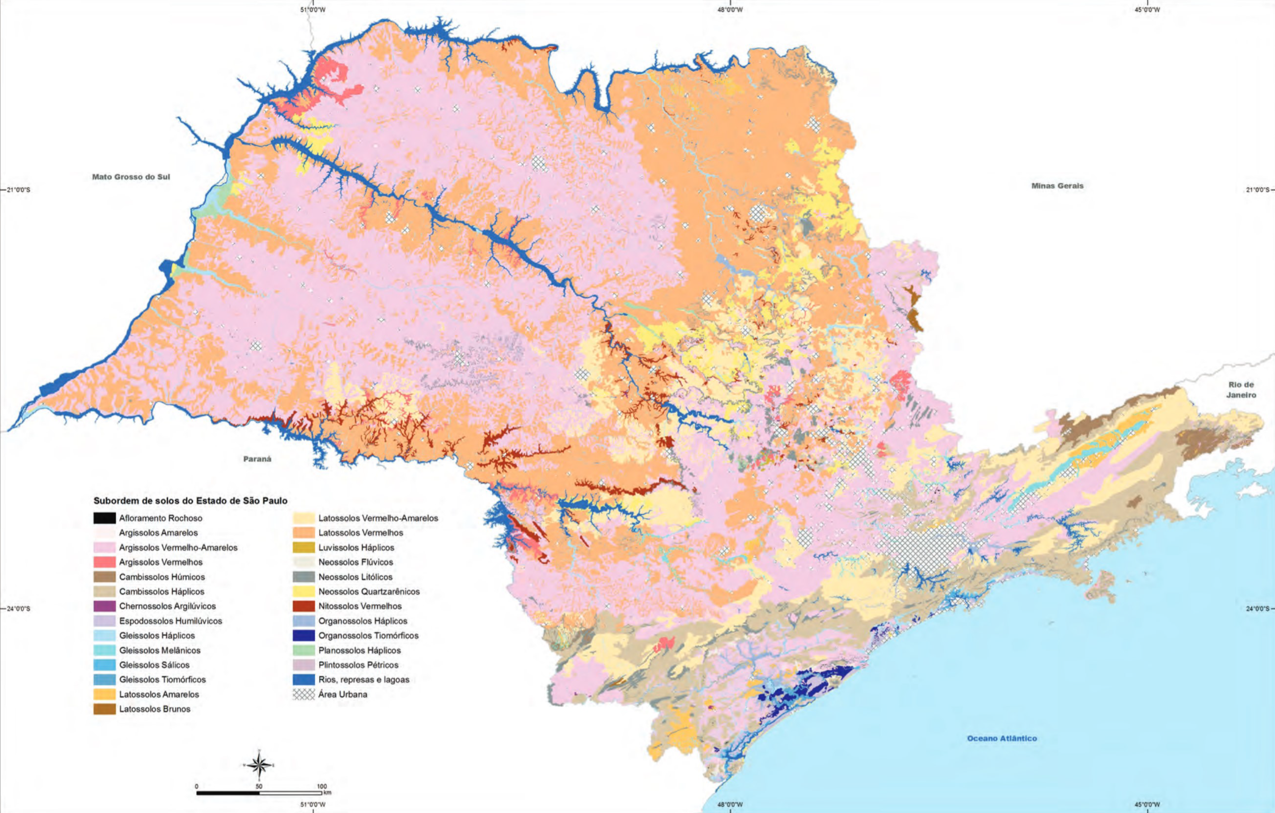 Mapa pedológico do Estado de São Paulo
