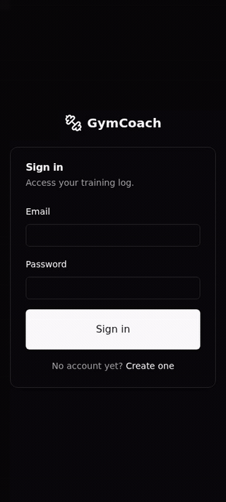 Logging a session in GymCoach