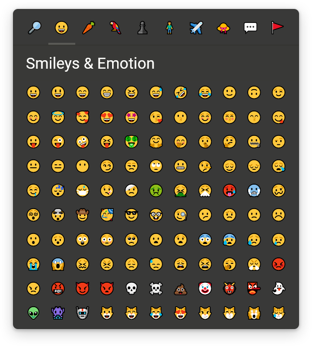 Unicode Emoji Picker - Dark theme
