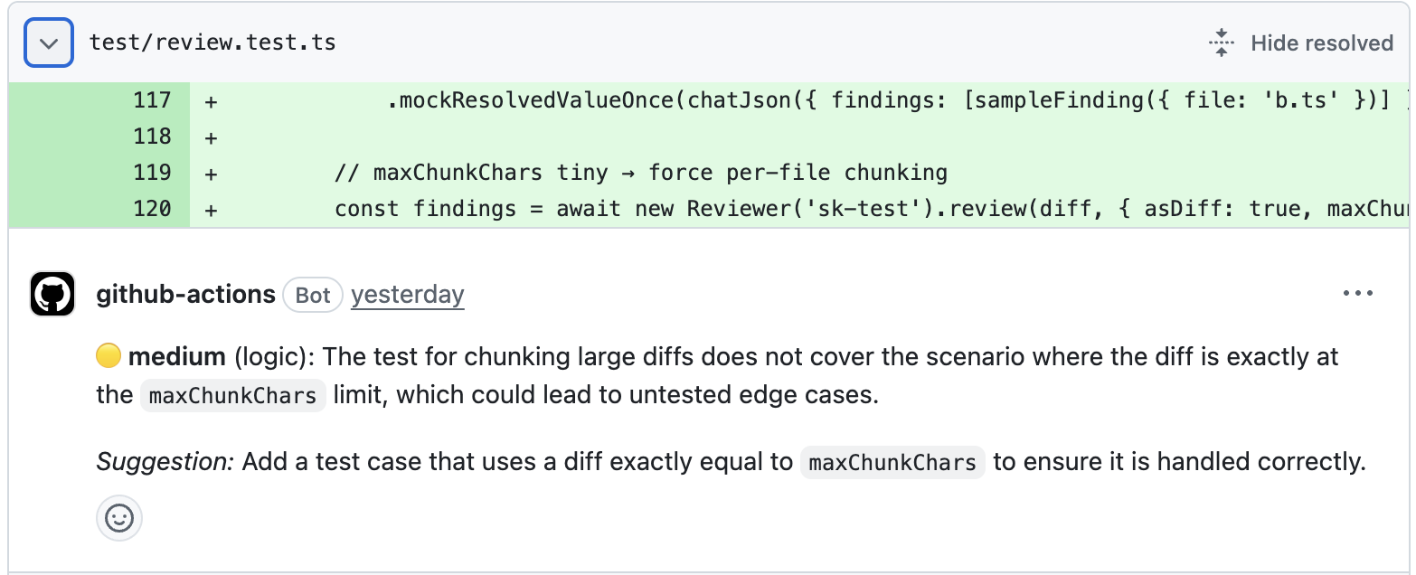 Inline review comments on the diff