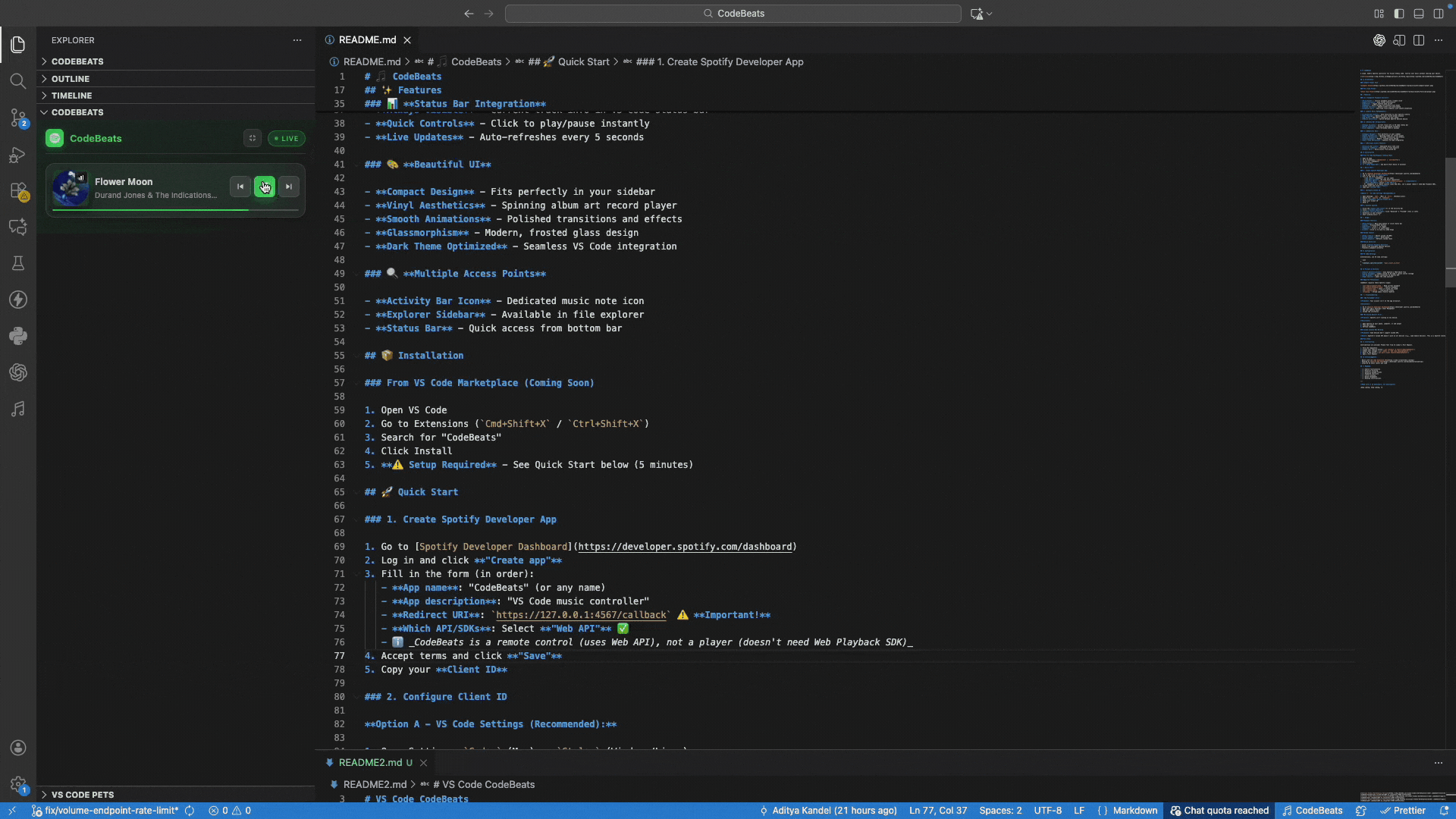 CodeBeats compact view
