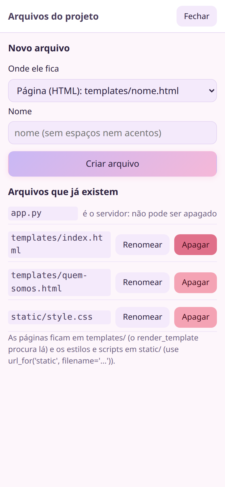 Arquivos do projeto Flask
