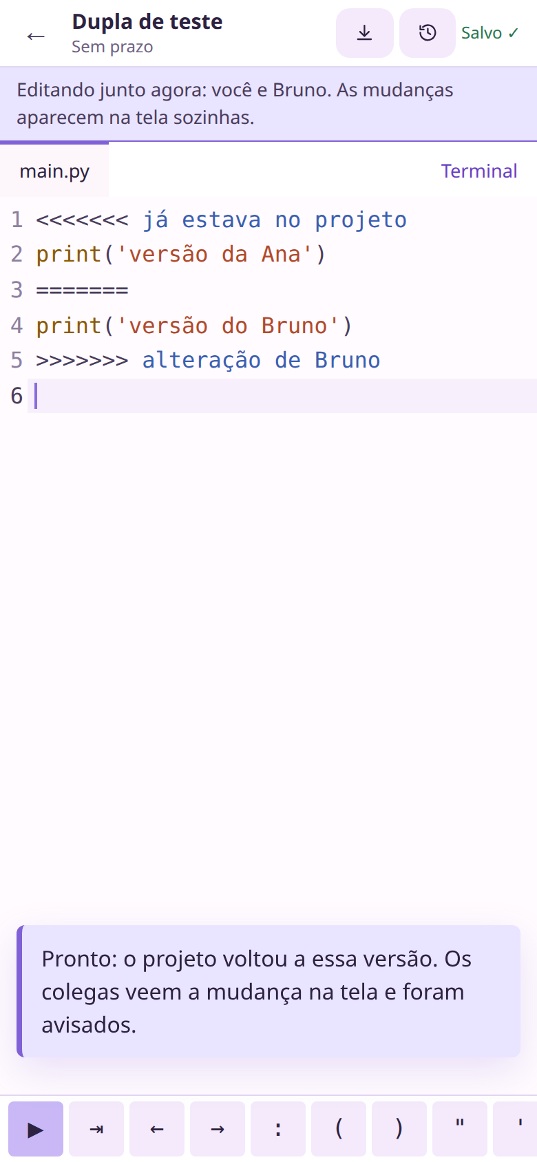 Conflito de edição em grupo