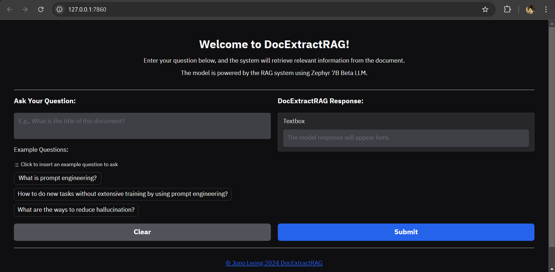 User Interface DocExtractRAG