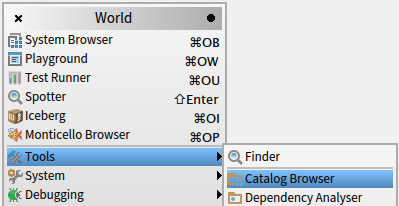 World menu -> Catalog Browser
