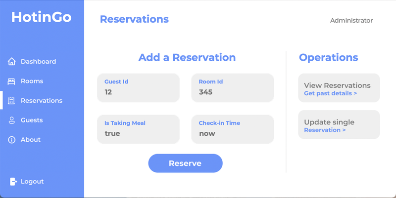 Add Reservation Page