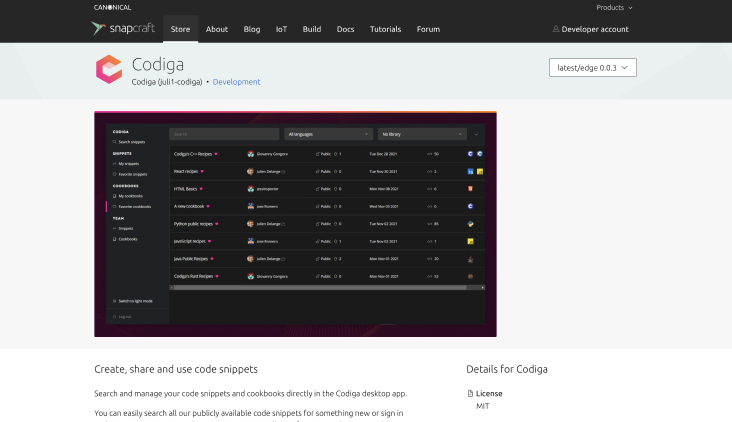 Codiga Code Snippet Manager