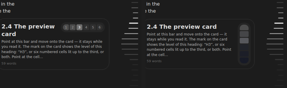 Two level-scale effects on the preview card
