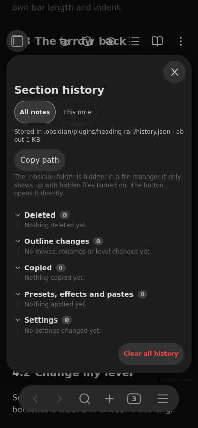 The history on a phone