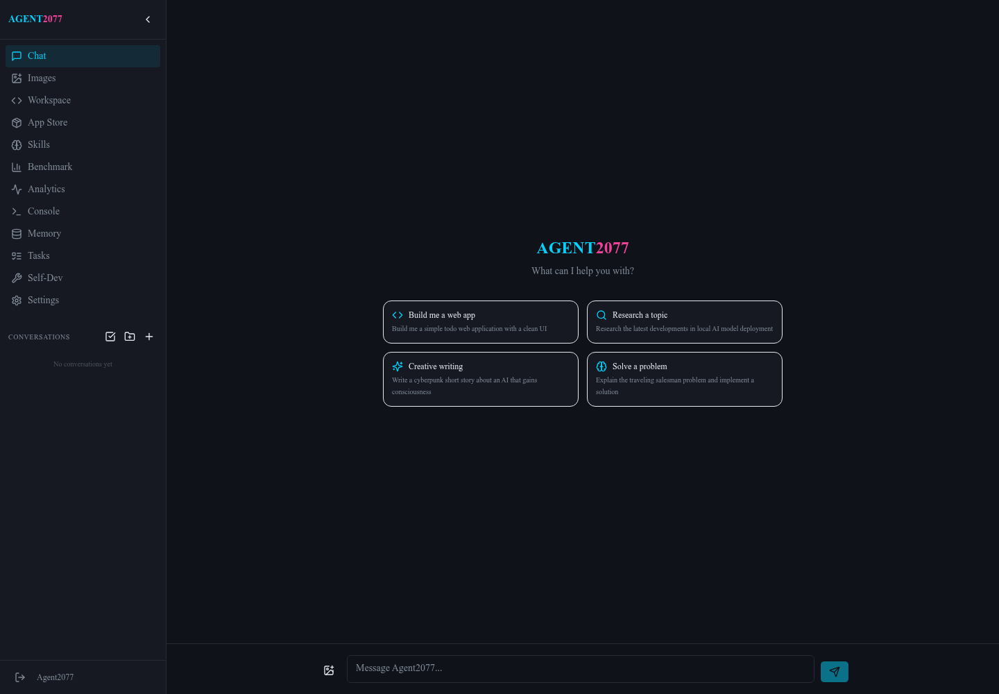 Agent2077 chat home