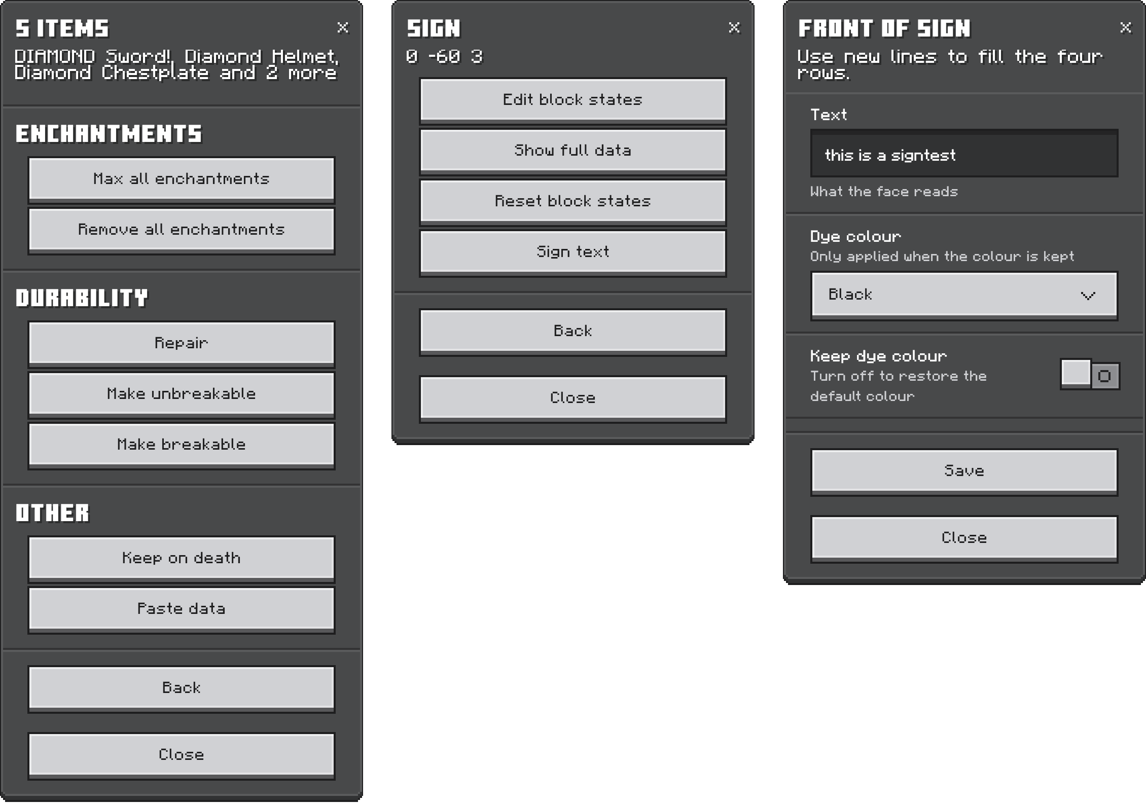 Bulk editing, the sign block menu and the sign text editor