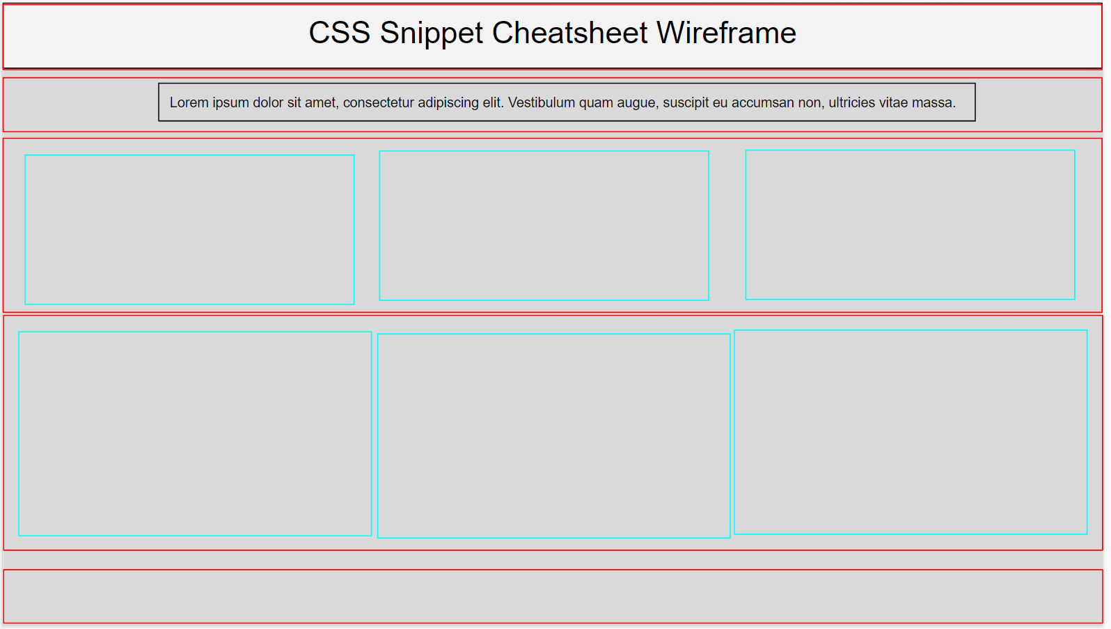 Example of an unfinished wireframe with its row and columns highlighted