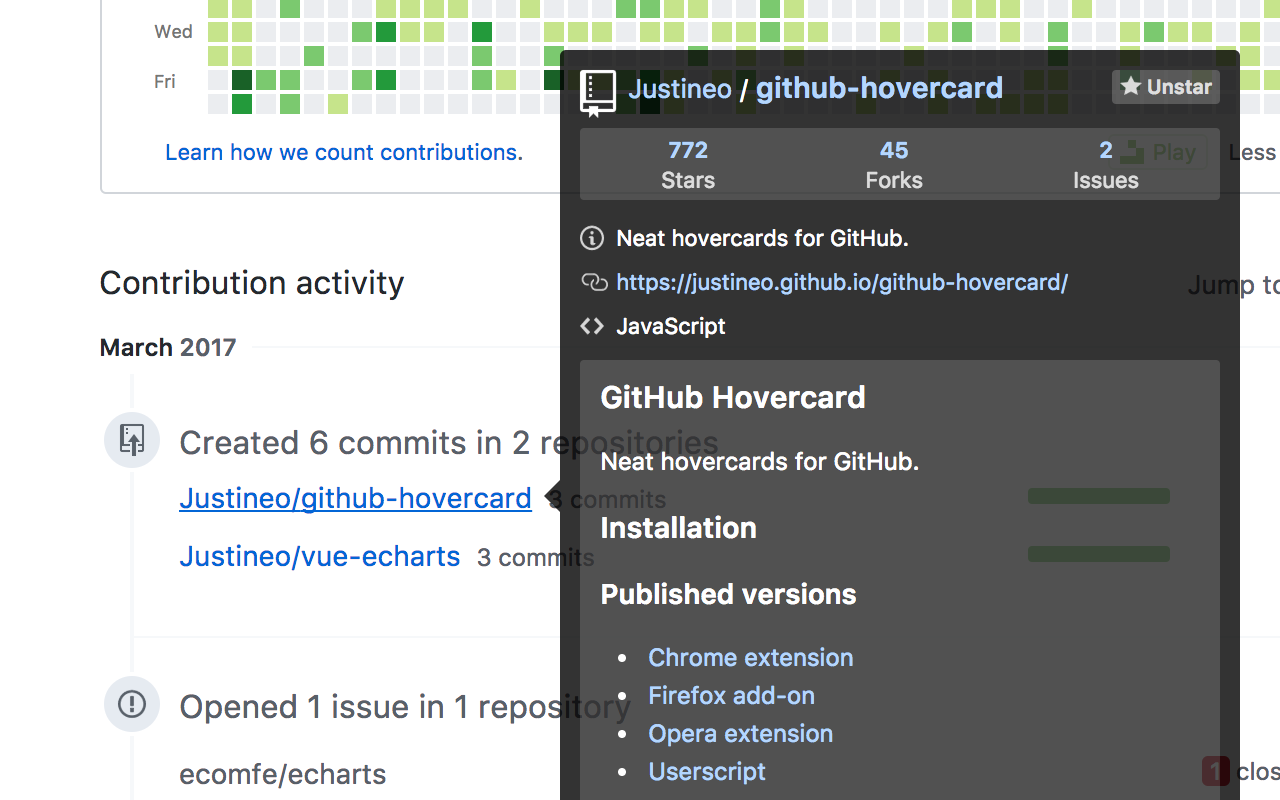 GitHub Hovercard