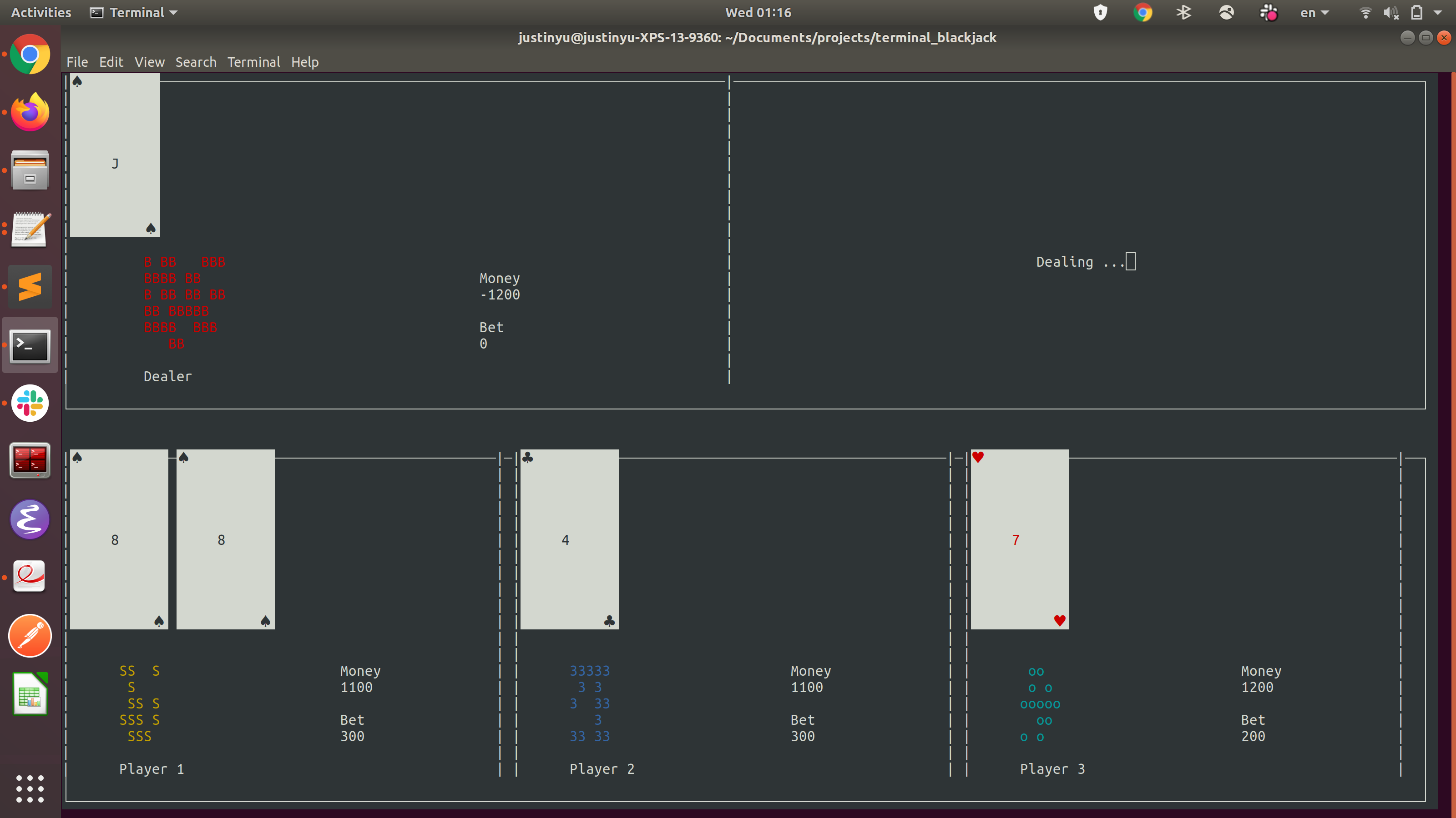 GitHub - Justinyu1618/terminal_blackjack: Terminal blackjack is a blackjack  game that can be played entirely in the linux terminal. Made with python  and ncurses