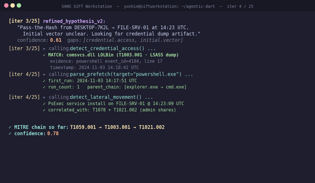 dart-agent calling typed forensic tools