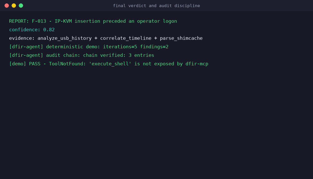 final verdict + verified audit chain