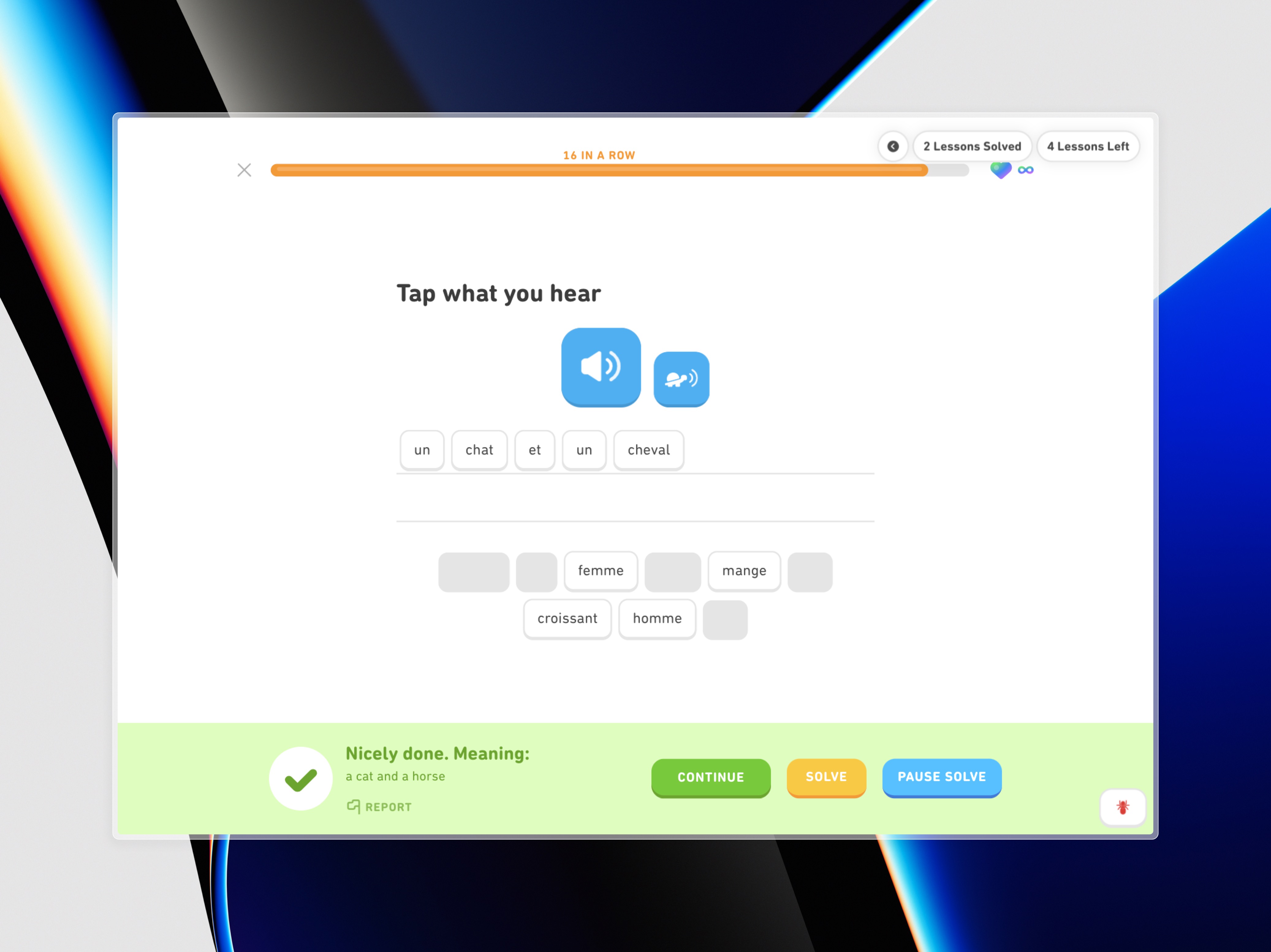 Duolingo Pro - Solving a question