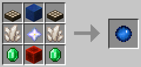 Sync Core (Hardcore): Daylight Detector + Lapis Block + Daylight Detector + Quartz + Nether Star + Quartz + Emerald + Redstone Block + Emerald