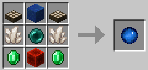 Sync Core: Daylight Detector + Lapis Block + Daylight Detector + Quartz + Ender Pearl + Quartz + Emerald + Redstone Block + Emerald