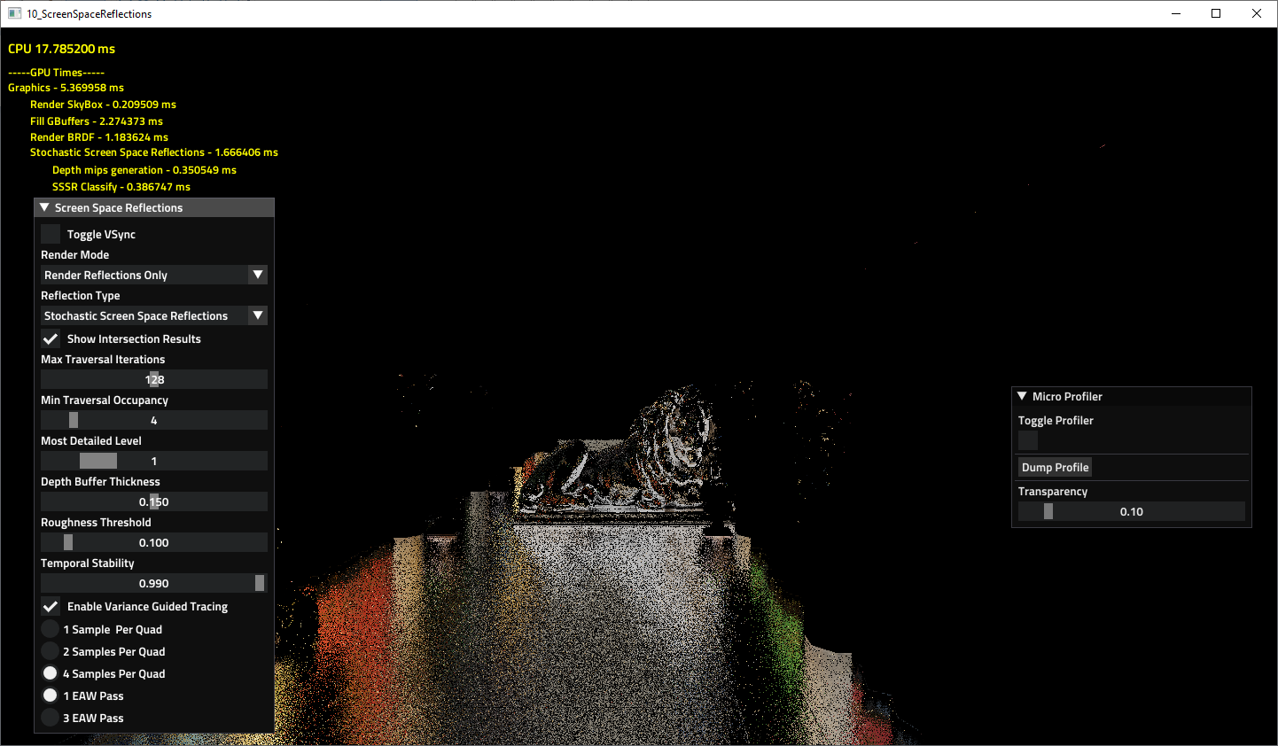 AMD FX Stochastic Screen Space Reflections before denoise