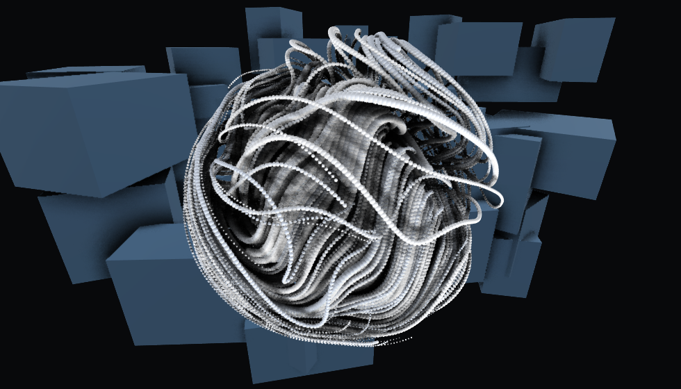Curl-noise pearls under the advanced renderer