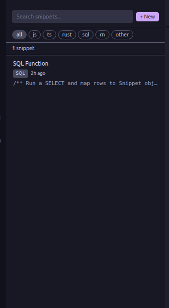 CoderSnippet - Snippet List