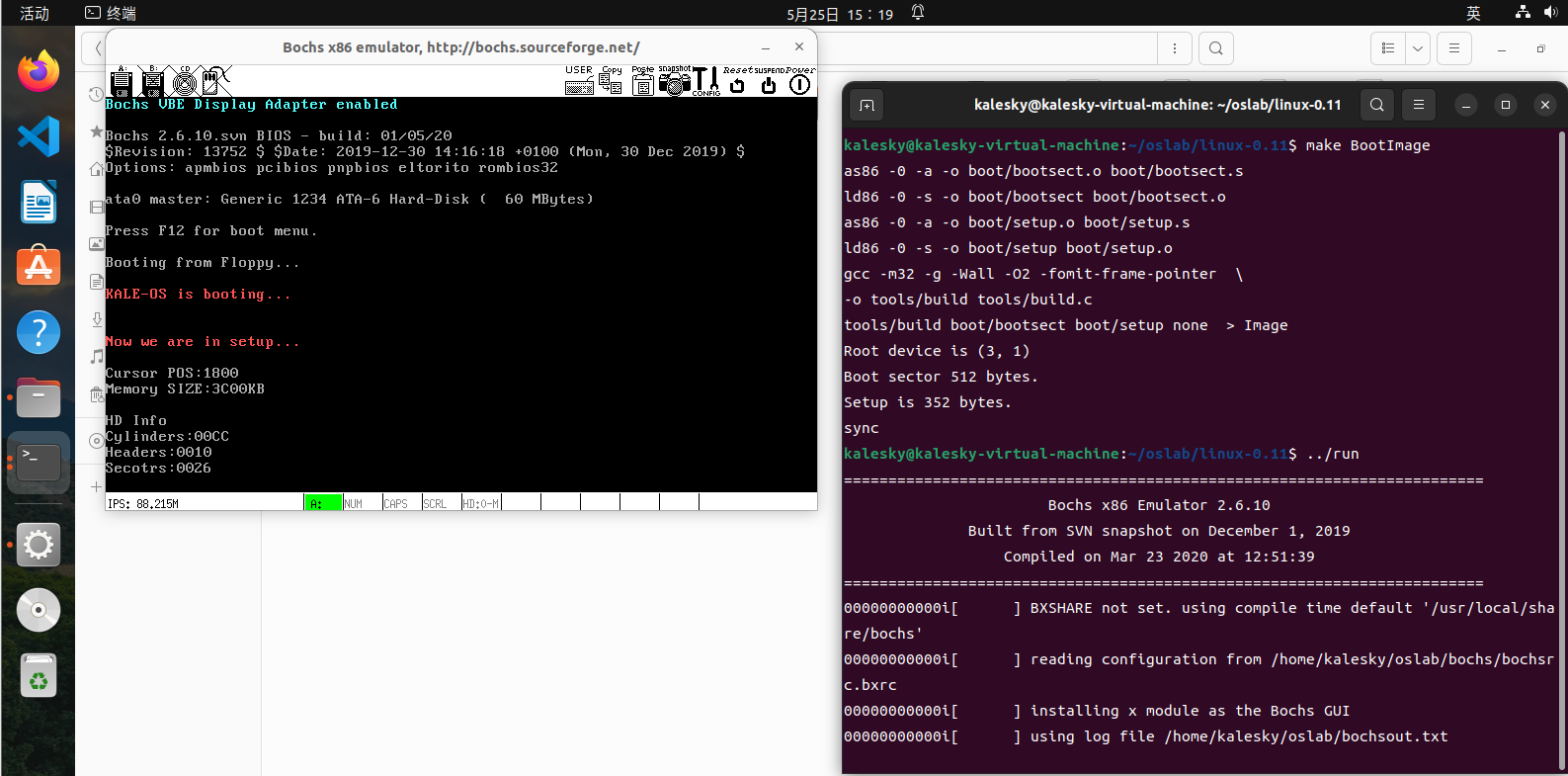 Linux 0.11 启动实验输出