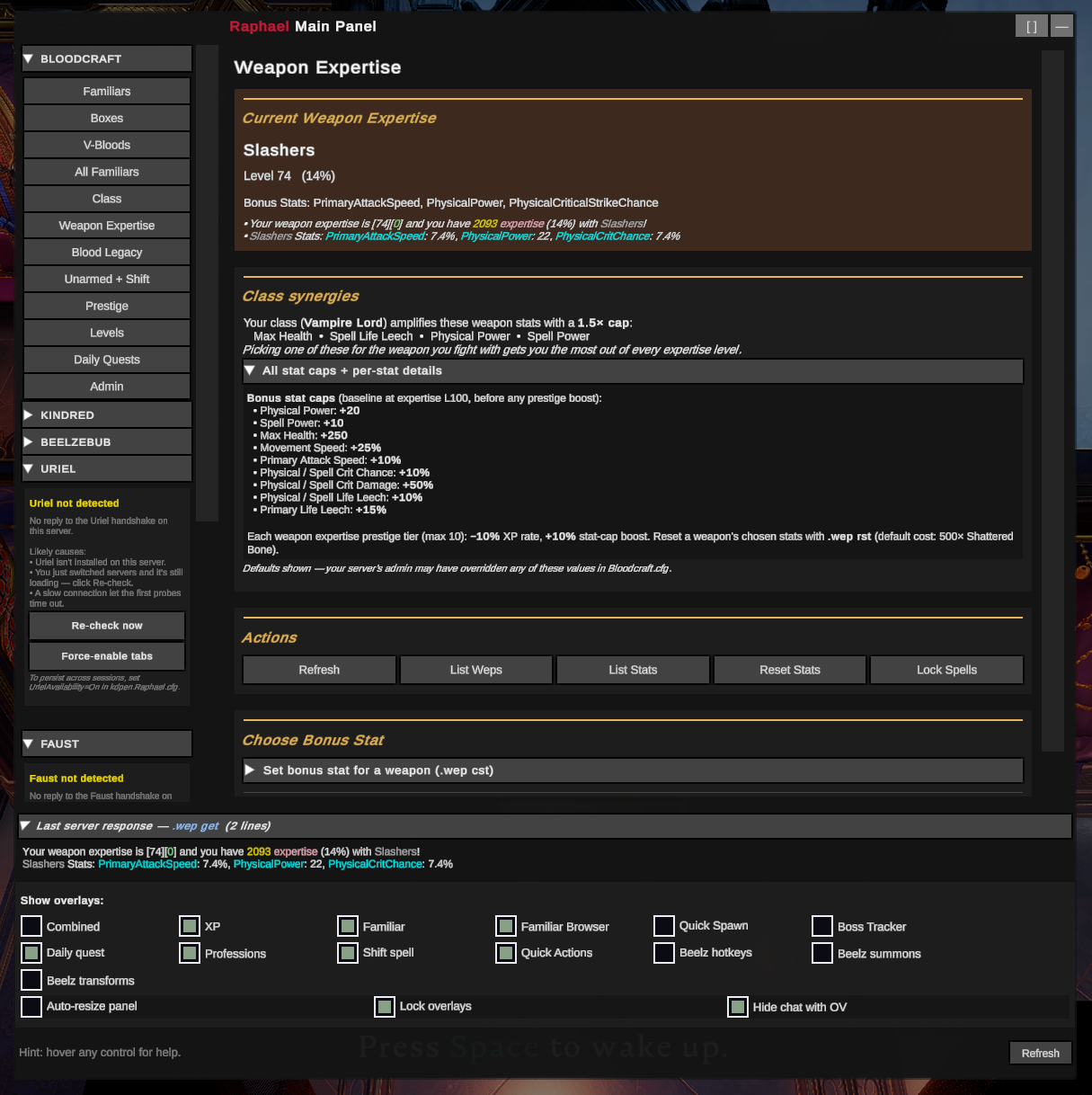 Weapon Expertise tab