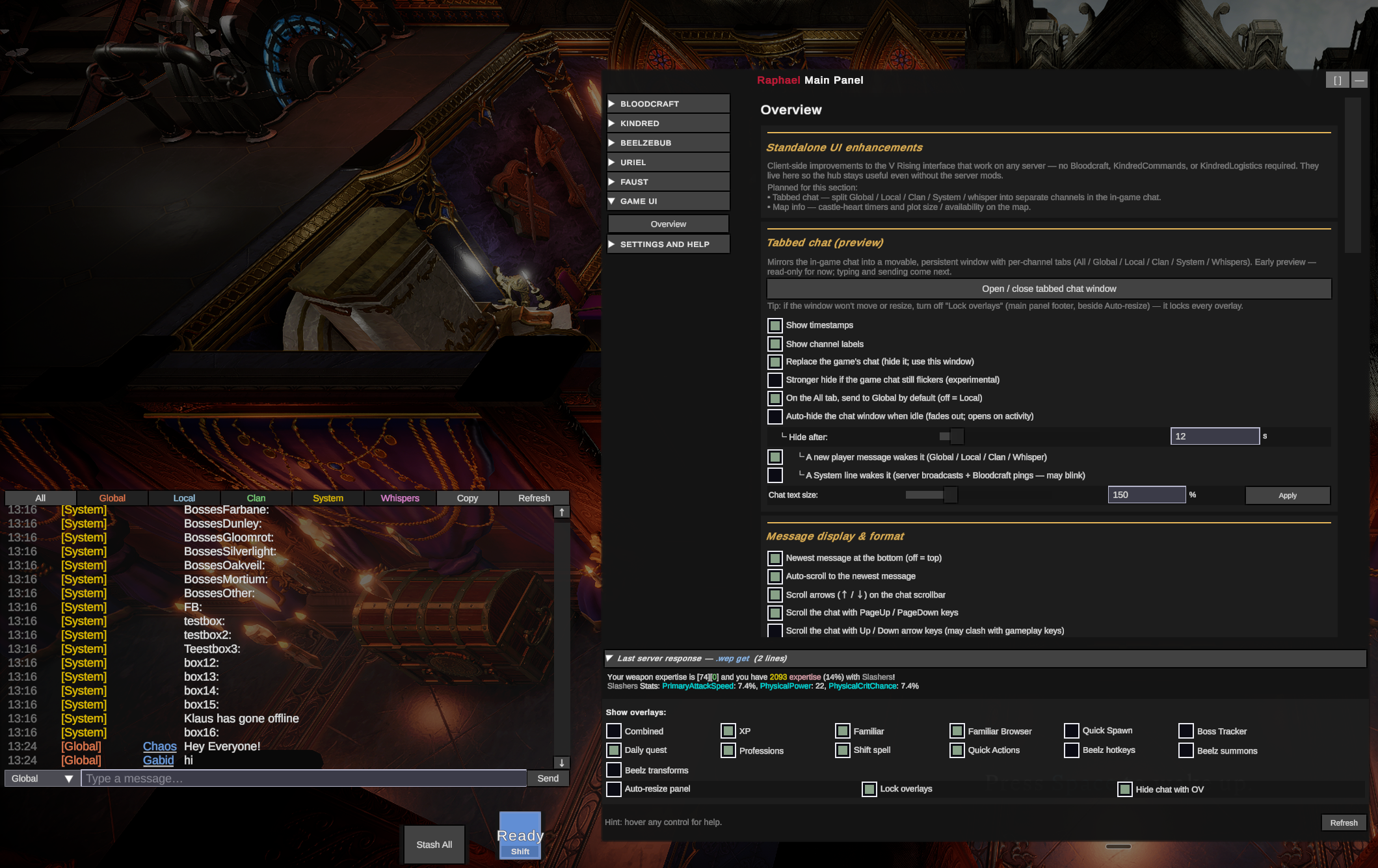 Tabbed chat window