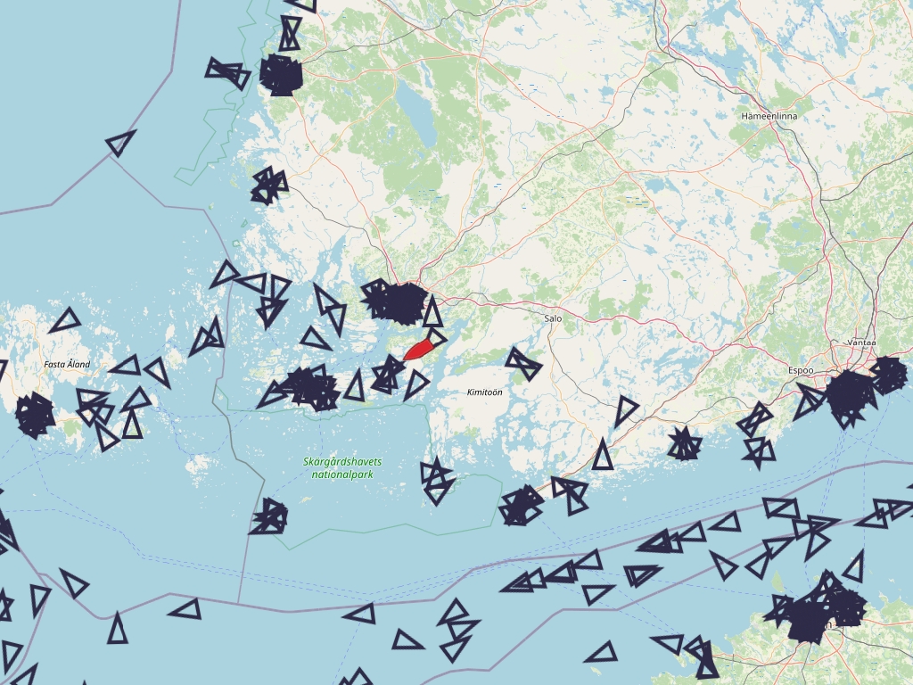 AIS targets around the vessel, radius 200km
