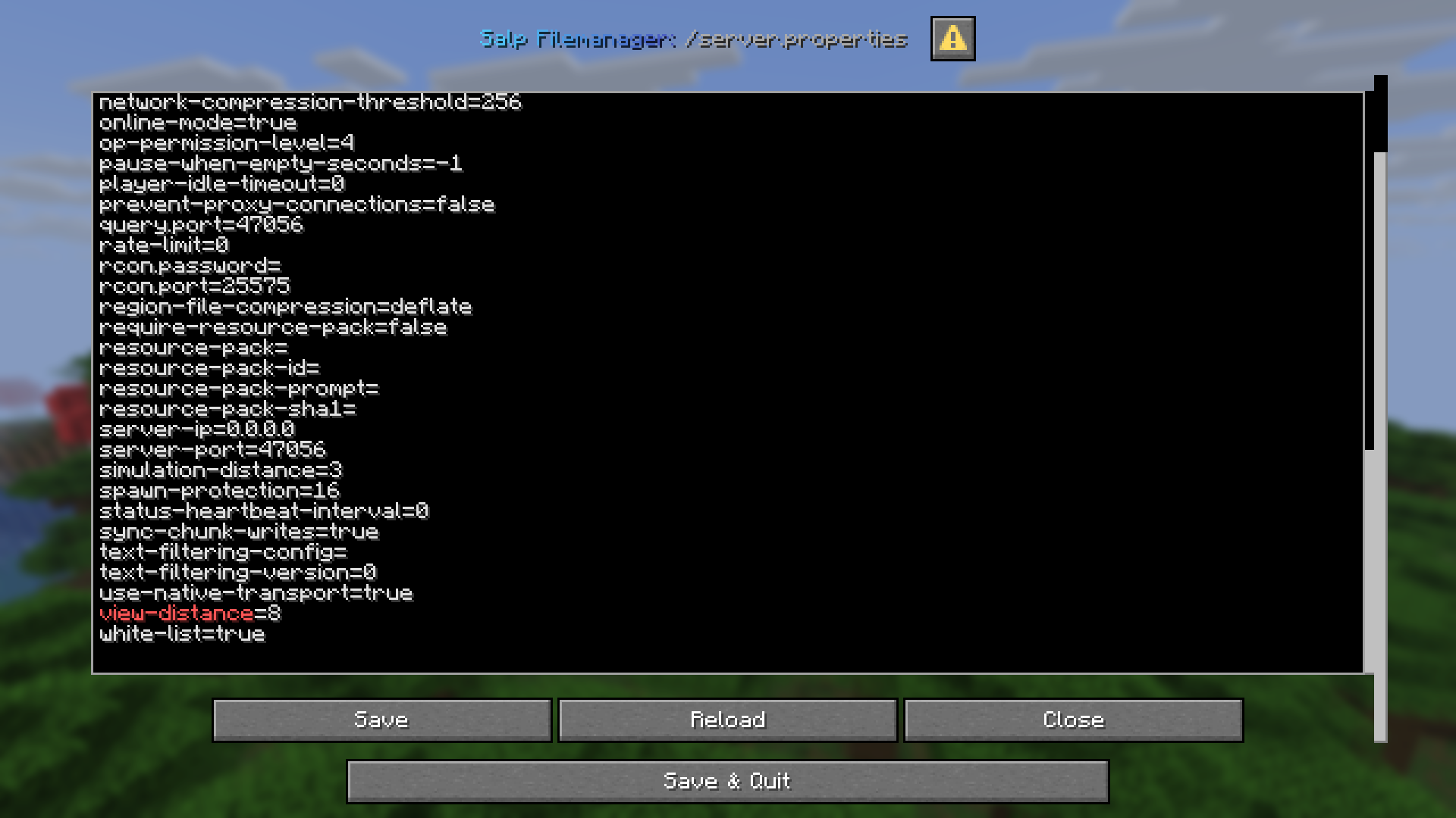 Search result showing in text editor