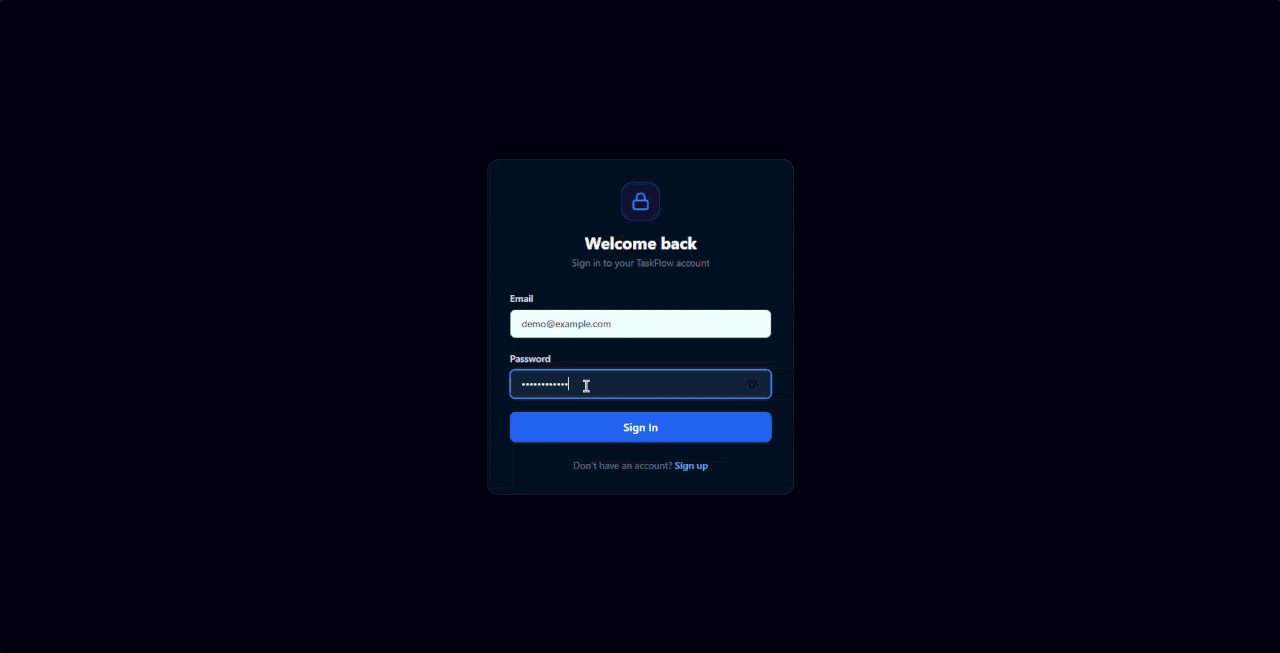 Short demo of TaskFlow: logging in and managing tasks