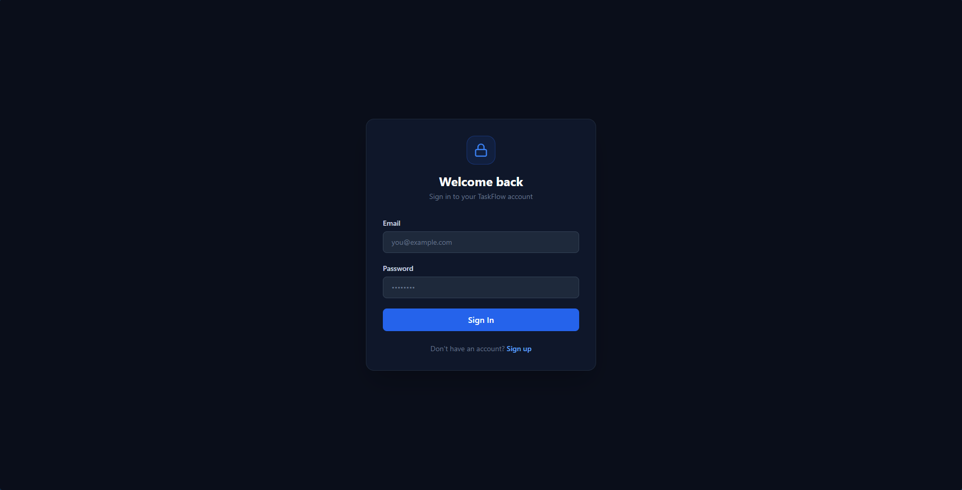Login page