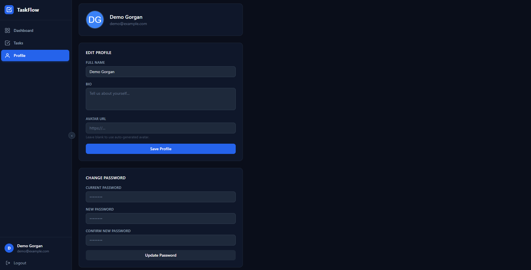 Profile page