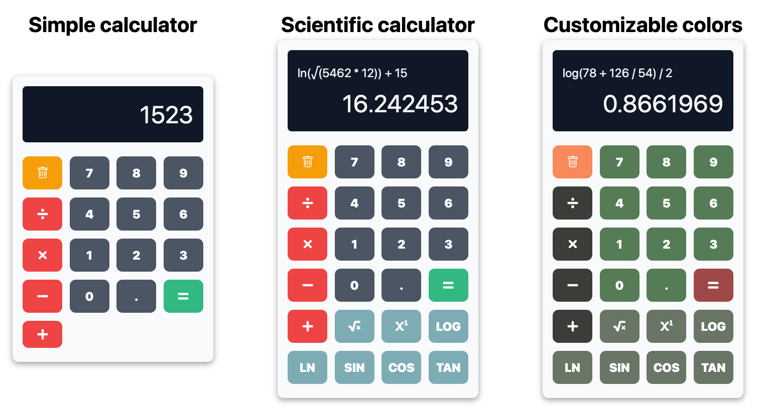 Screenshot of React Scientific Calculator