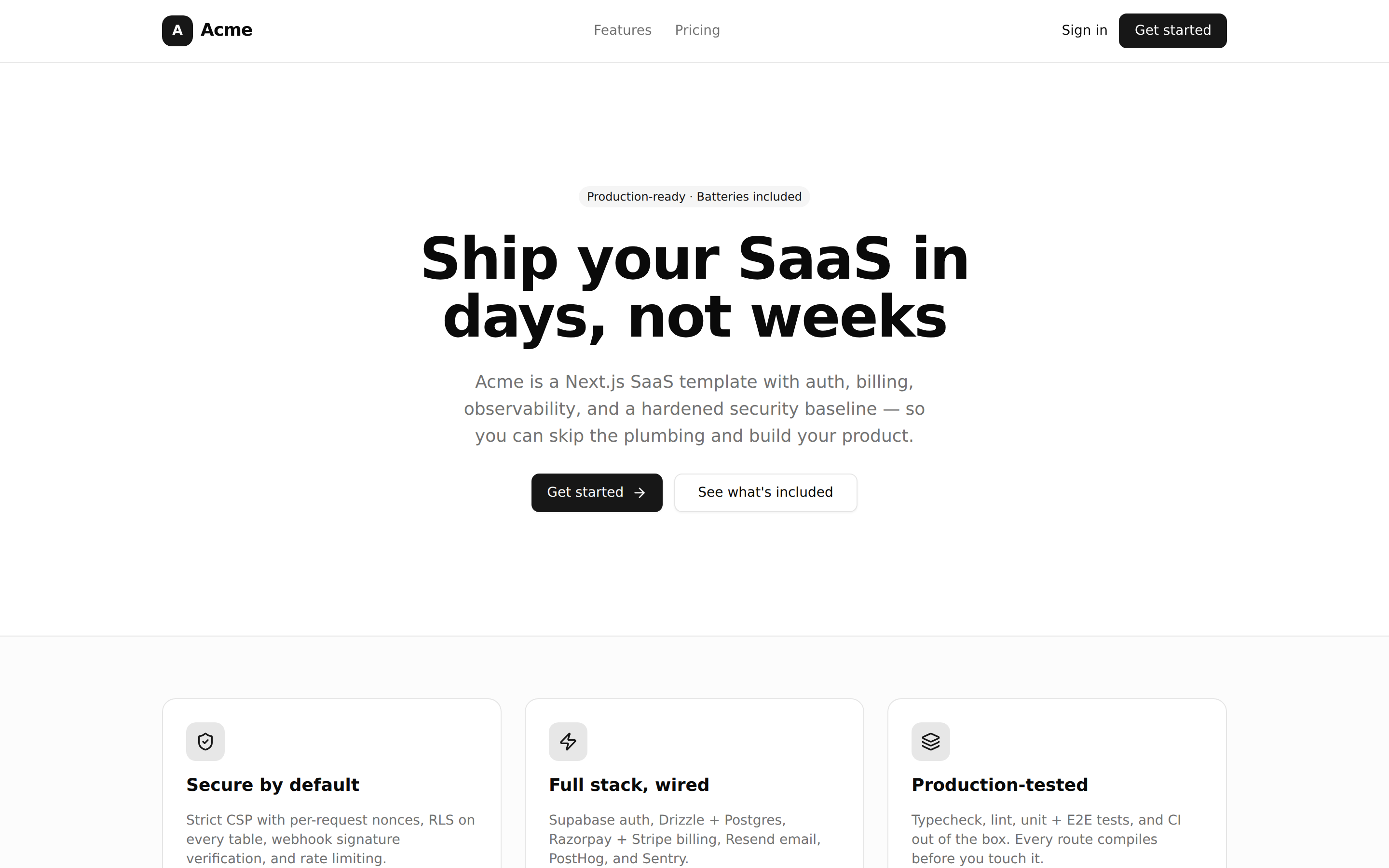 standard-saas-starter 网站模板截图