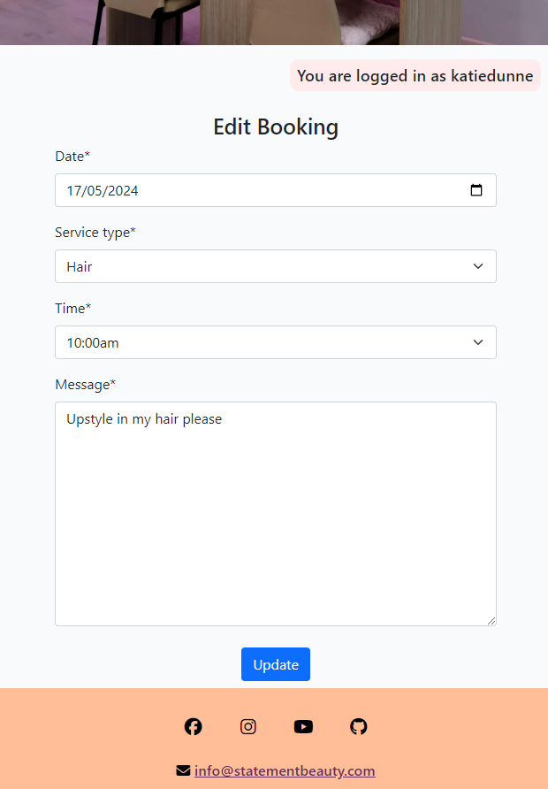 Edit makeover booking form