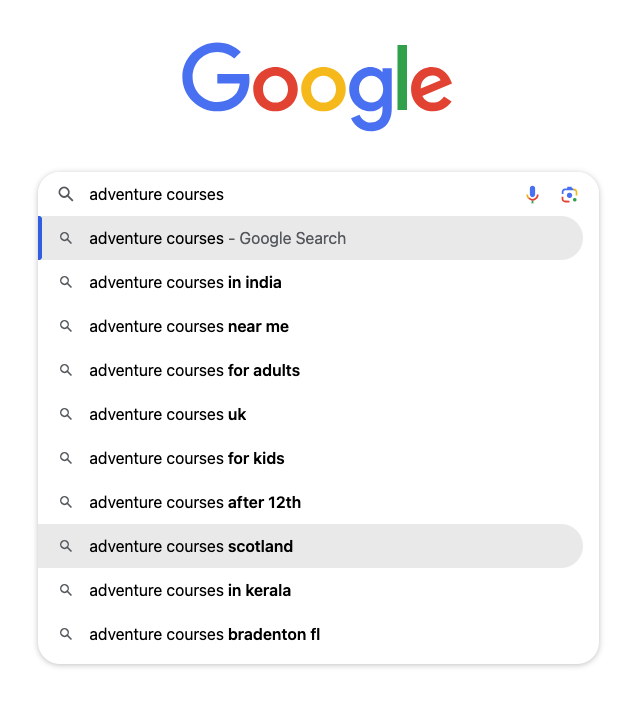 adventure courses keyword