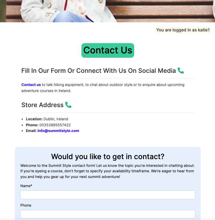 Contact page