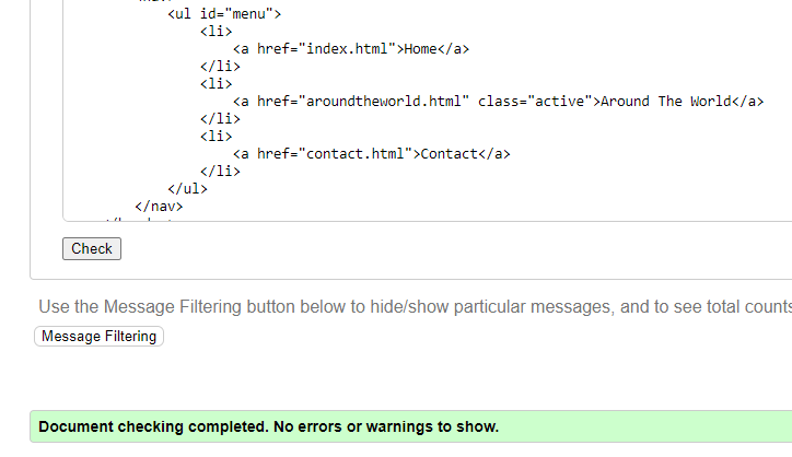 Around the world HTML validation