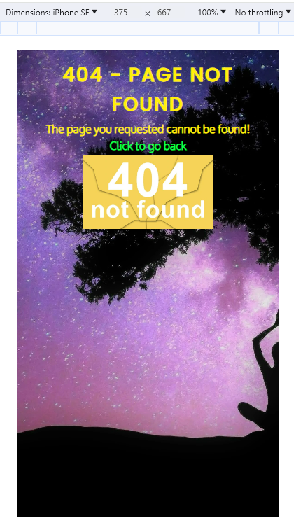 Error page mobile screen