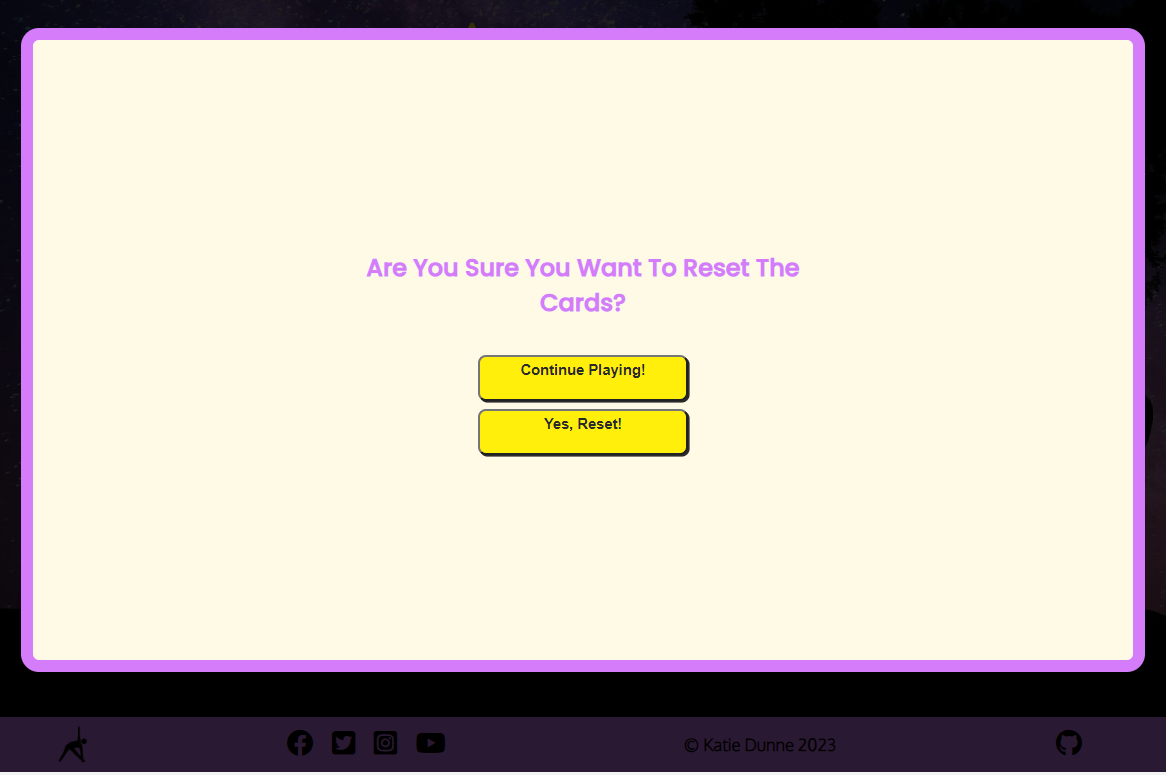 Reset modal