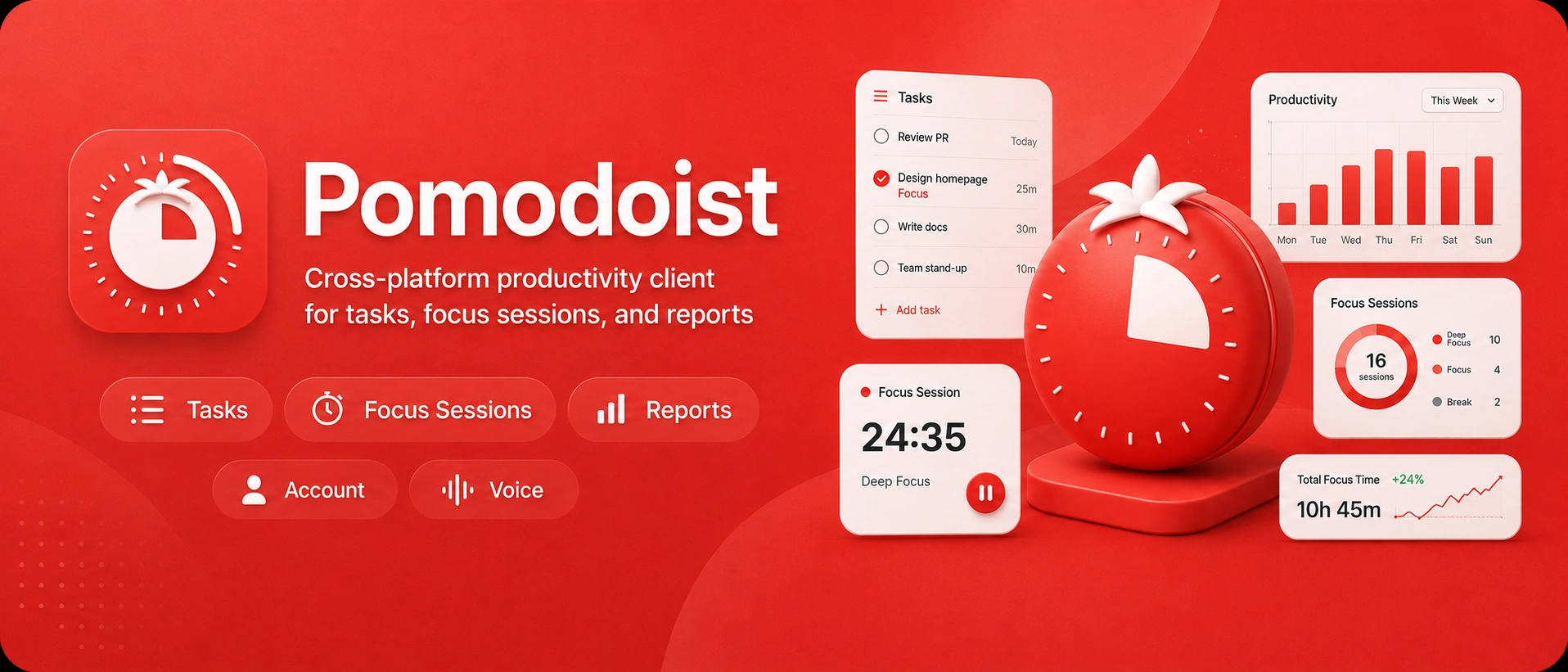 Pomodoist task manager, focus timer, and productivity reports