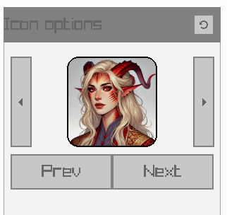 Example of the icons customising tool.