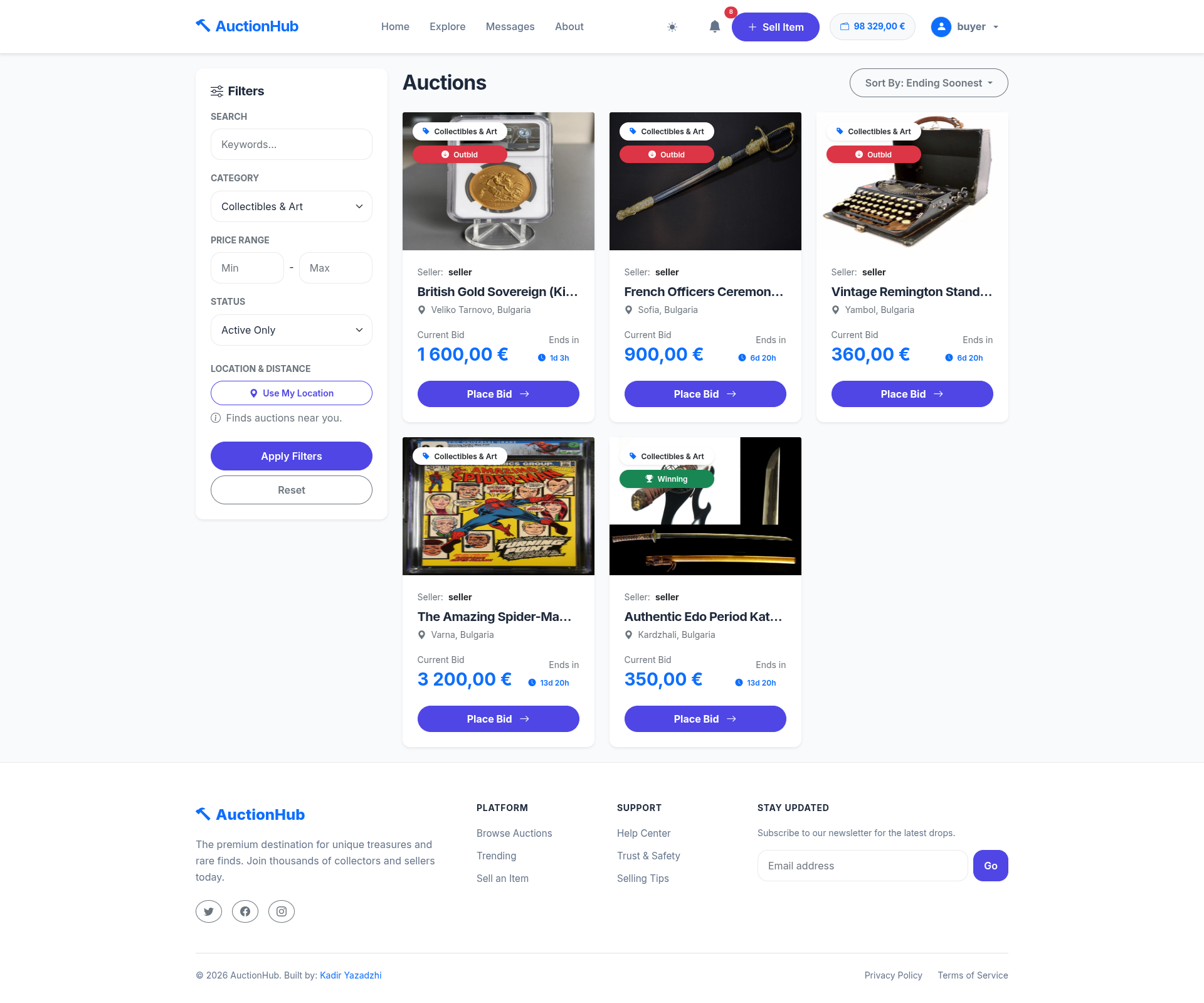 Explore Auctions Filtered