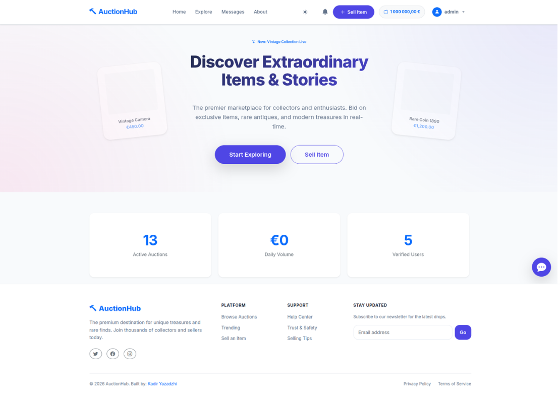 AuctionHub Home Page