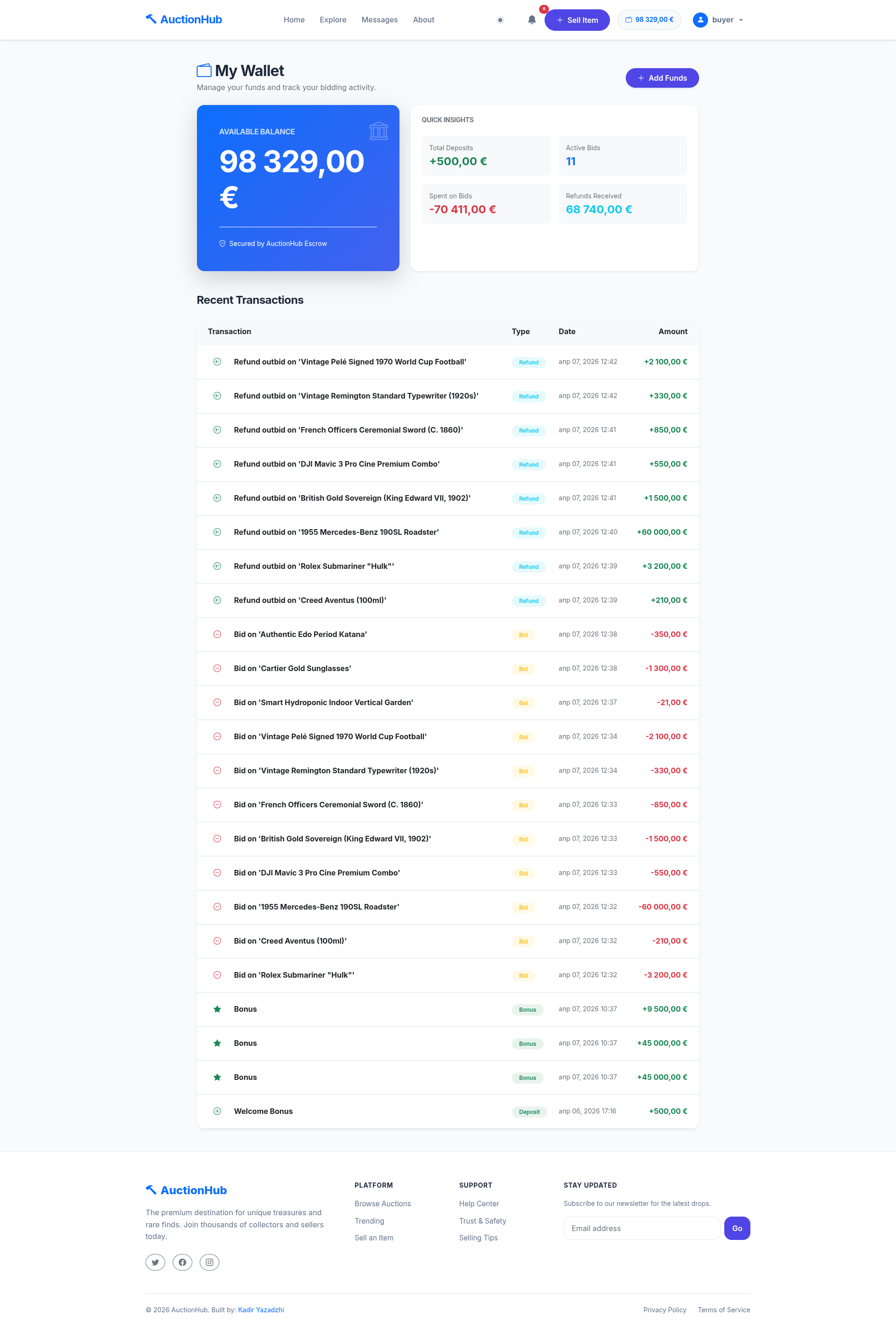 Wallet History